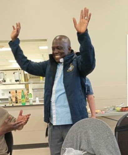 Fr. Daniel Louh recently returned from Africa to work again in our diocese, so we were able to present him with his jacket tonight.