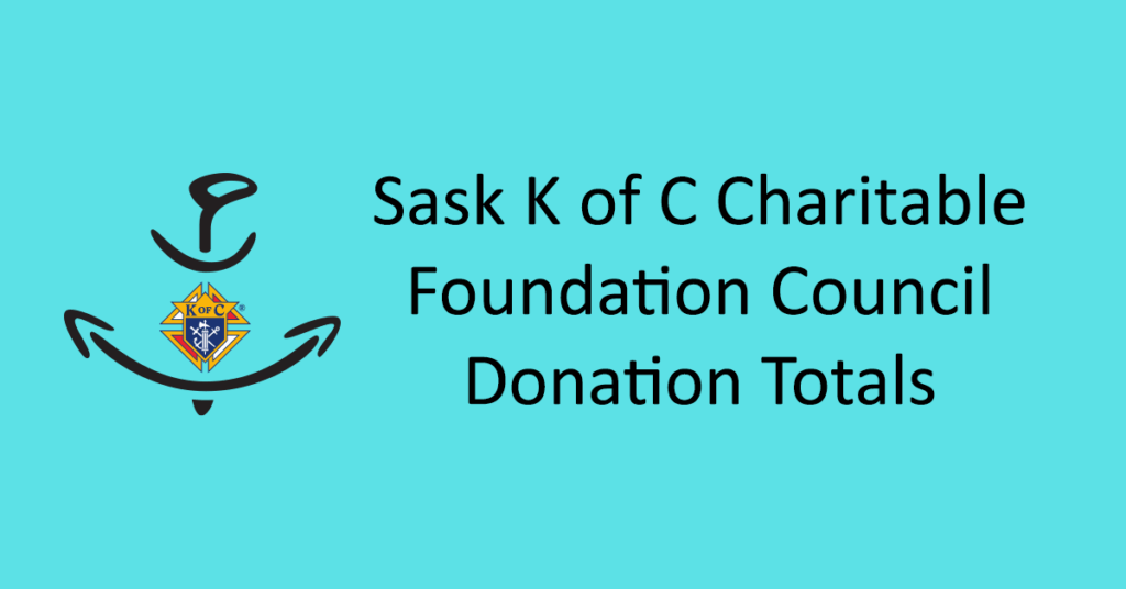 Sask K of C Charitable Foundation Council Donation Totals
