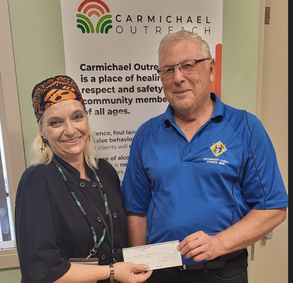 Charitable Foundation and Council #8896 Unite to Feed Those in Need 10 Noma Yurkiw receives a cheque from GK Eugene