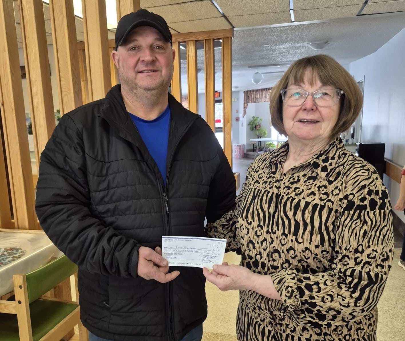 Rose Valley Manor, cheque presented by GK Mathew Fedirko to Lorna Hamilton