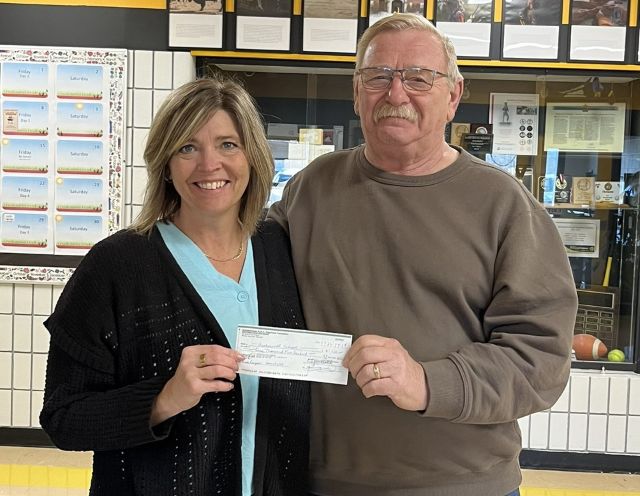 Sask K of C Charitable Foundation donates to Various Charities suggested by Fr Kunka Council #6594 2 Bro Tom Kapiniak, Community Director, presented to Archerwill School