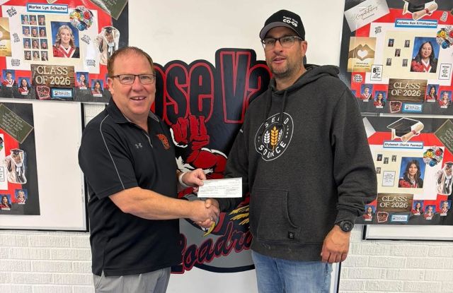 Sask K of C Charitable Foundation donates to Various Charities suggested by Fr Kunka Council #6594 3 Bro Steven Gutek, Life Director, presented to Principal at Rose Valley School