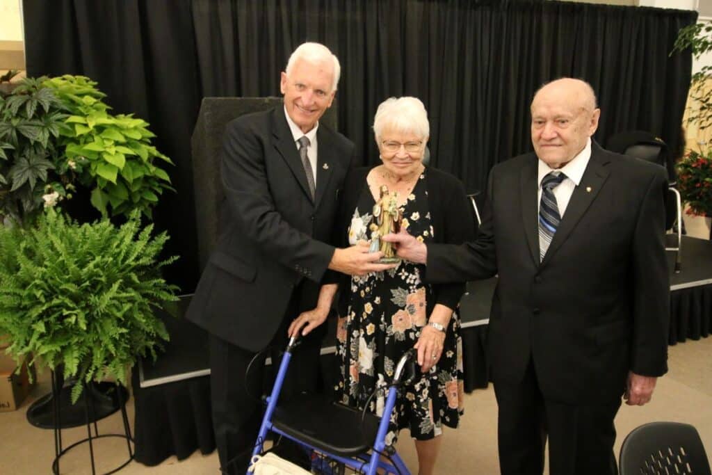 Alma & James Meier Youth Endowment Fund 3 Alma & James Meier receive a statue from President Harvey Granatier at the Gala on September 18, 2026